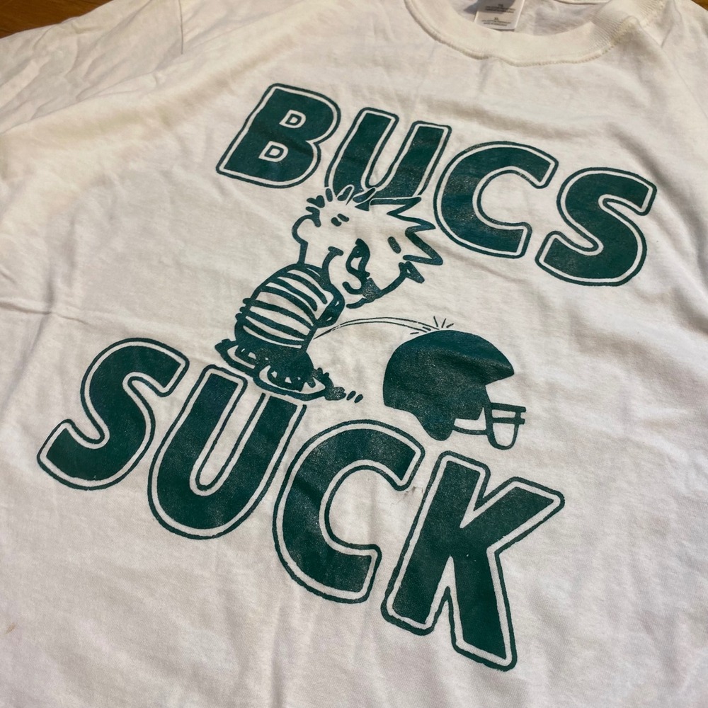 Vintage Philadelphia Eagles Bucs Suck Calvin And Hobbs Tshirt Mens XL - Picture 2 of 9